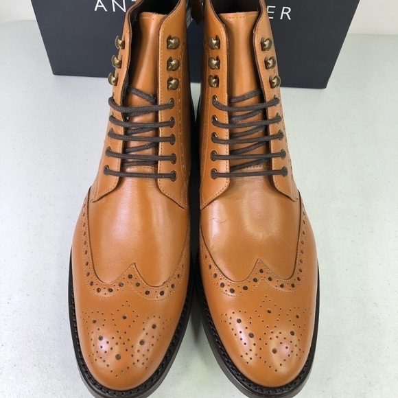 Anthony Veer Grant Walnut Leather Lace Up Boots Size 10D